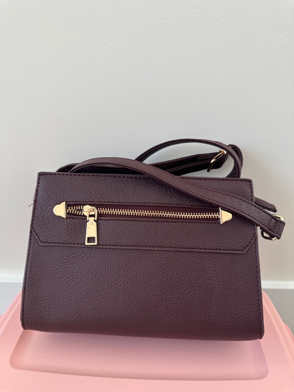 Women's Crossbody Bag in Deep Plum with Gold Hardware